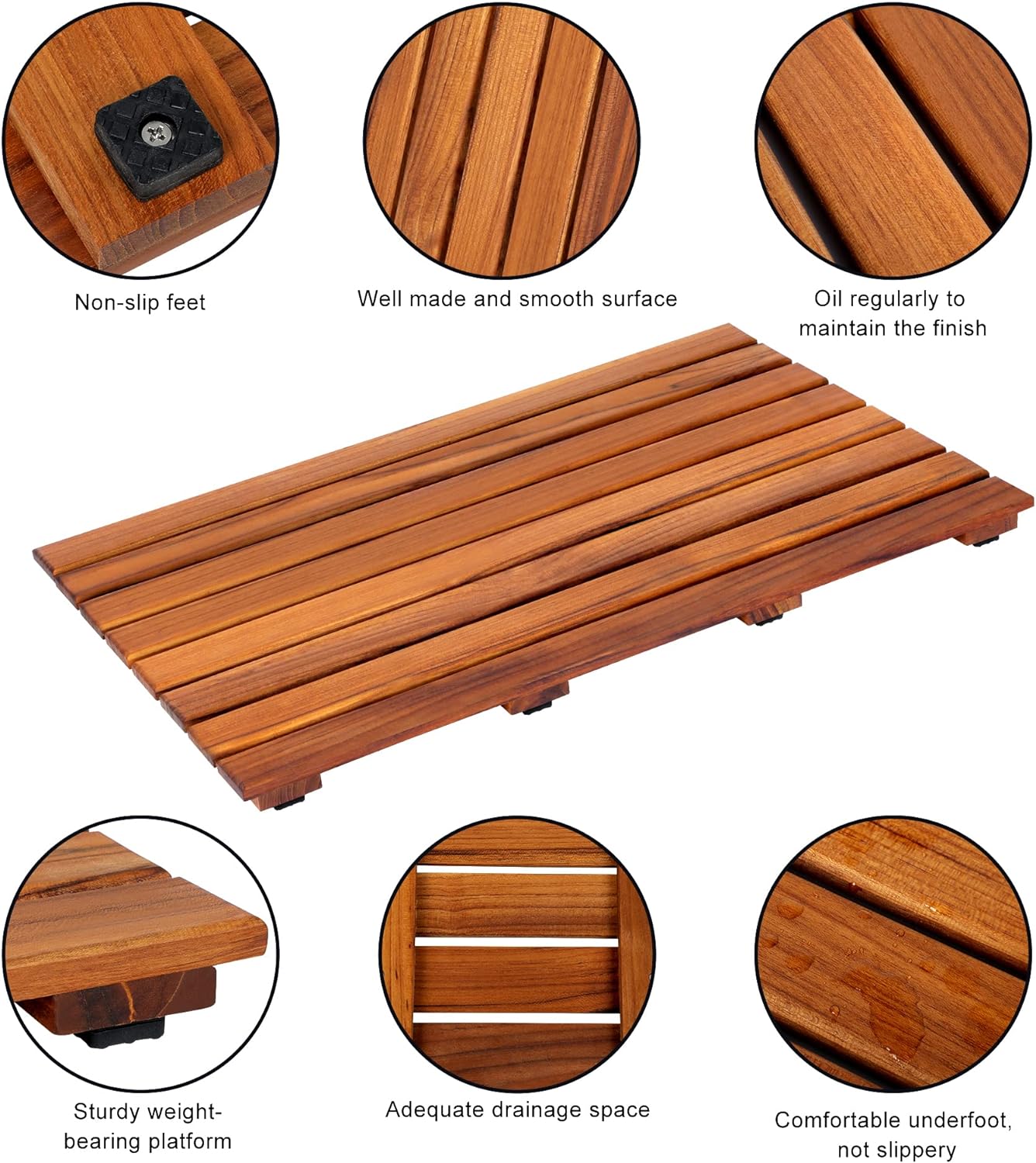 Teak Shower and Bath Mat 14"x21"