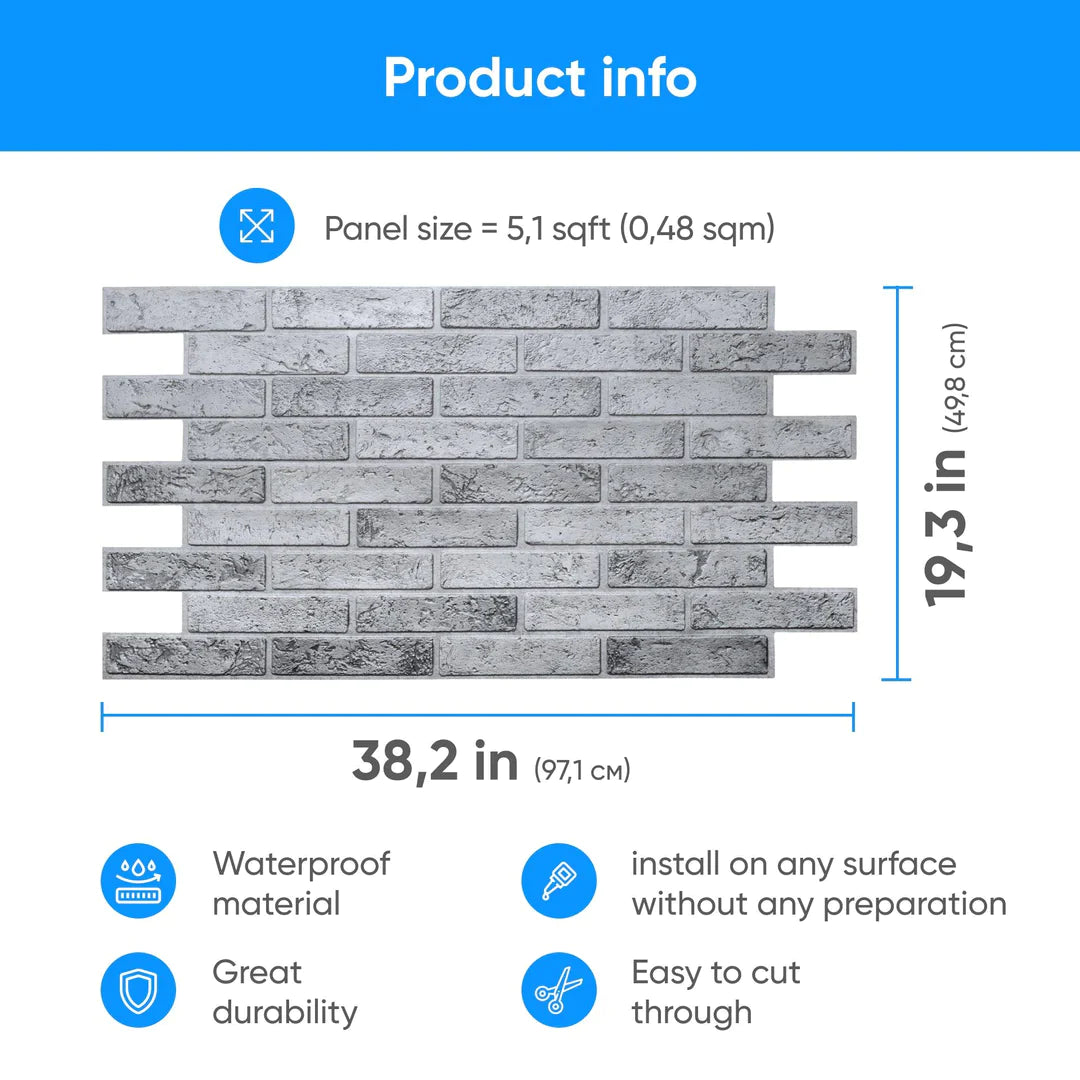 Light Brick Style Wall Panels (Set of 20 Panels)
