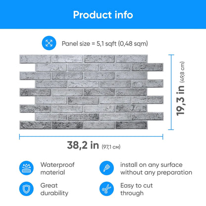 Light Brick Style Wall Panels (Set of 20 Panels)