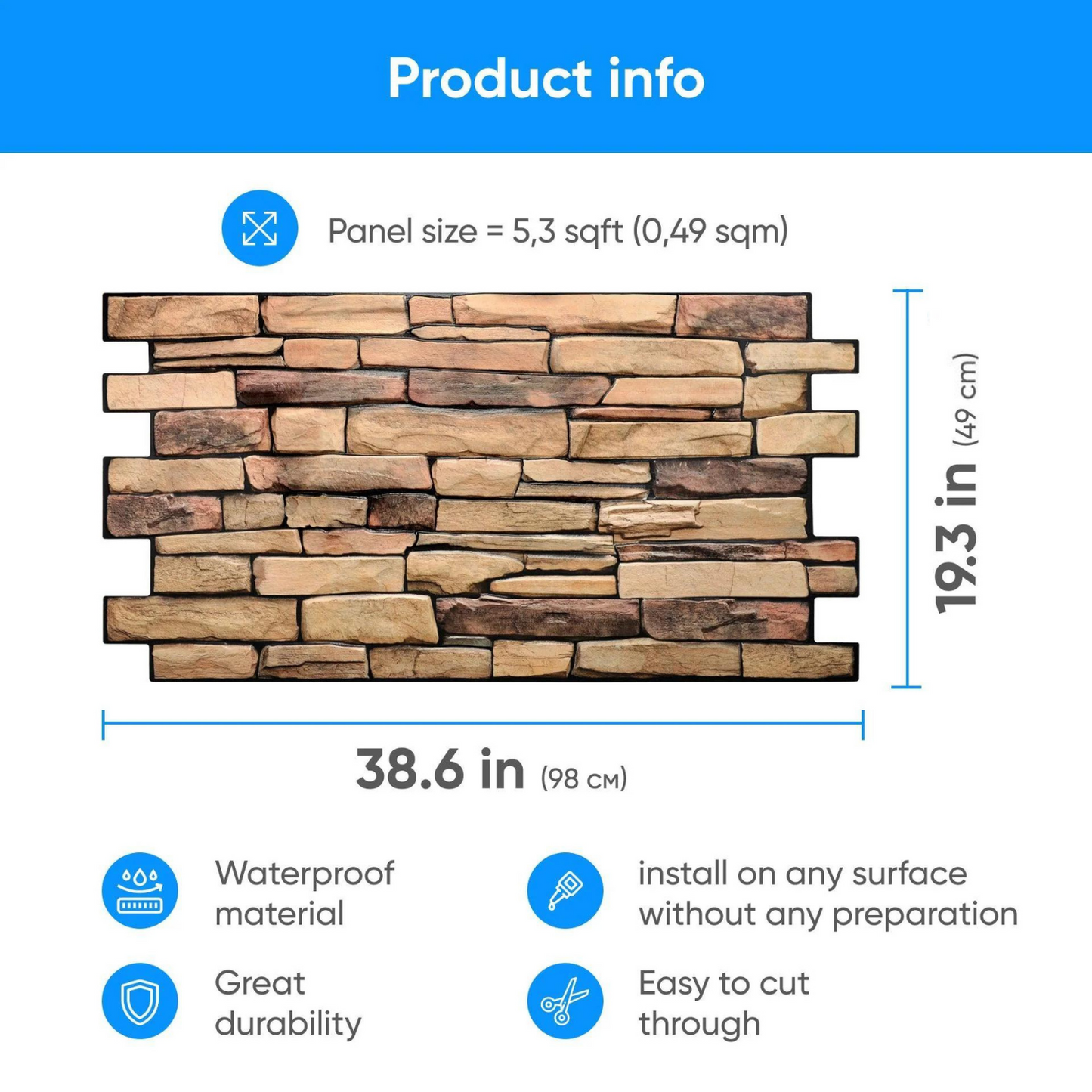 Natural Slate Style Wall Panels (Set of 20 Panels)